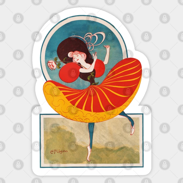 Woman dancing with a rose Sticker by UndiscoveredWonders